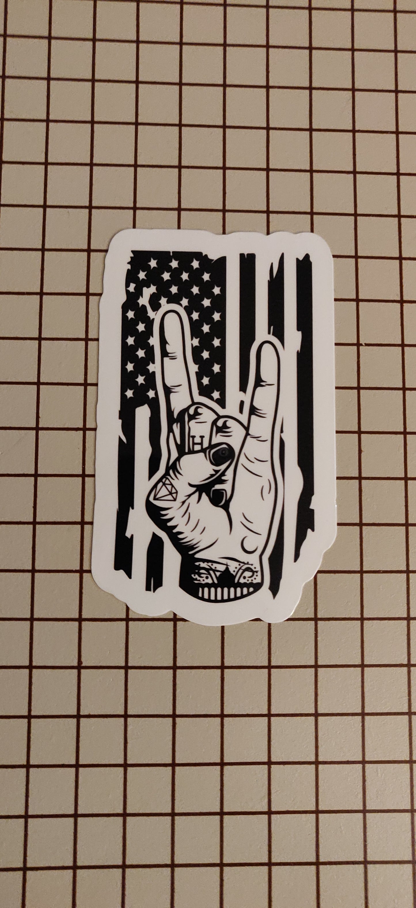 Black and White American Flag Rock On
