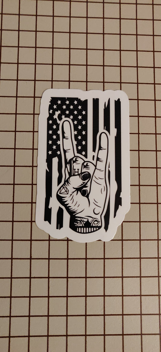 Black and White American Flag Rock On
