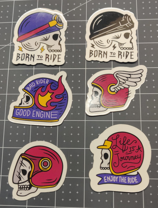 Vintage Motorcycle Skull Sticker Pack